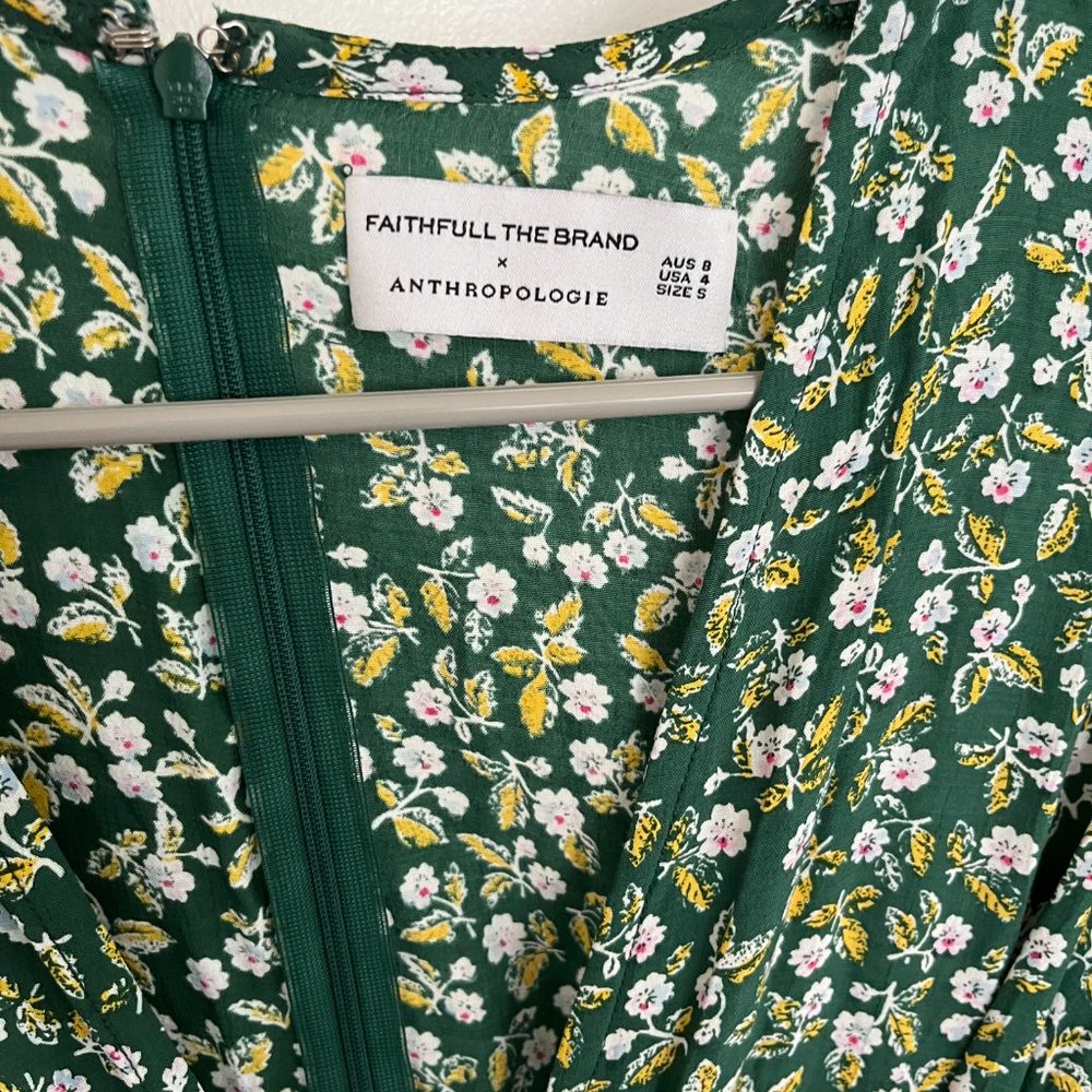 Faithfull The Brand x Anthropologie  Farah Midi Dress Green Floral - Picture 4 of 4